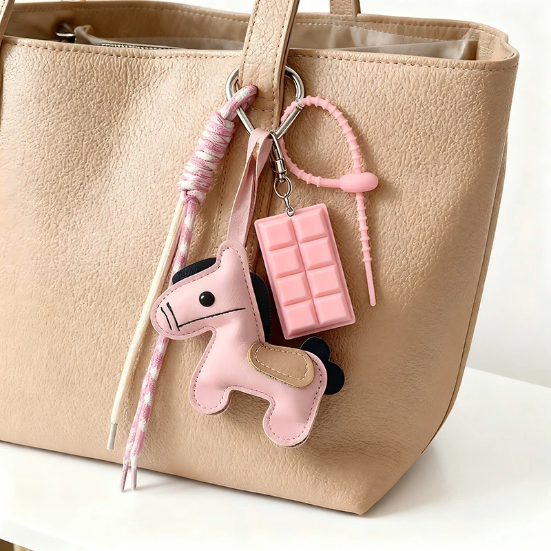 الإبداعية لطيف المهر حقيبة سحر الملونة المنسوجة حبل المهر الشوكولاته المفاتيح 2026 السنة الجديدة من الحصان التميمة الأطفال هدية حفلة