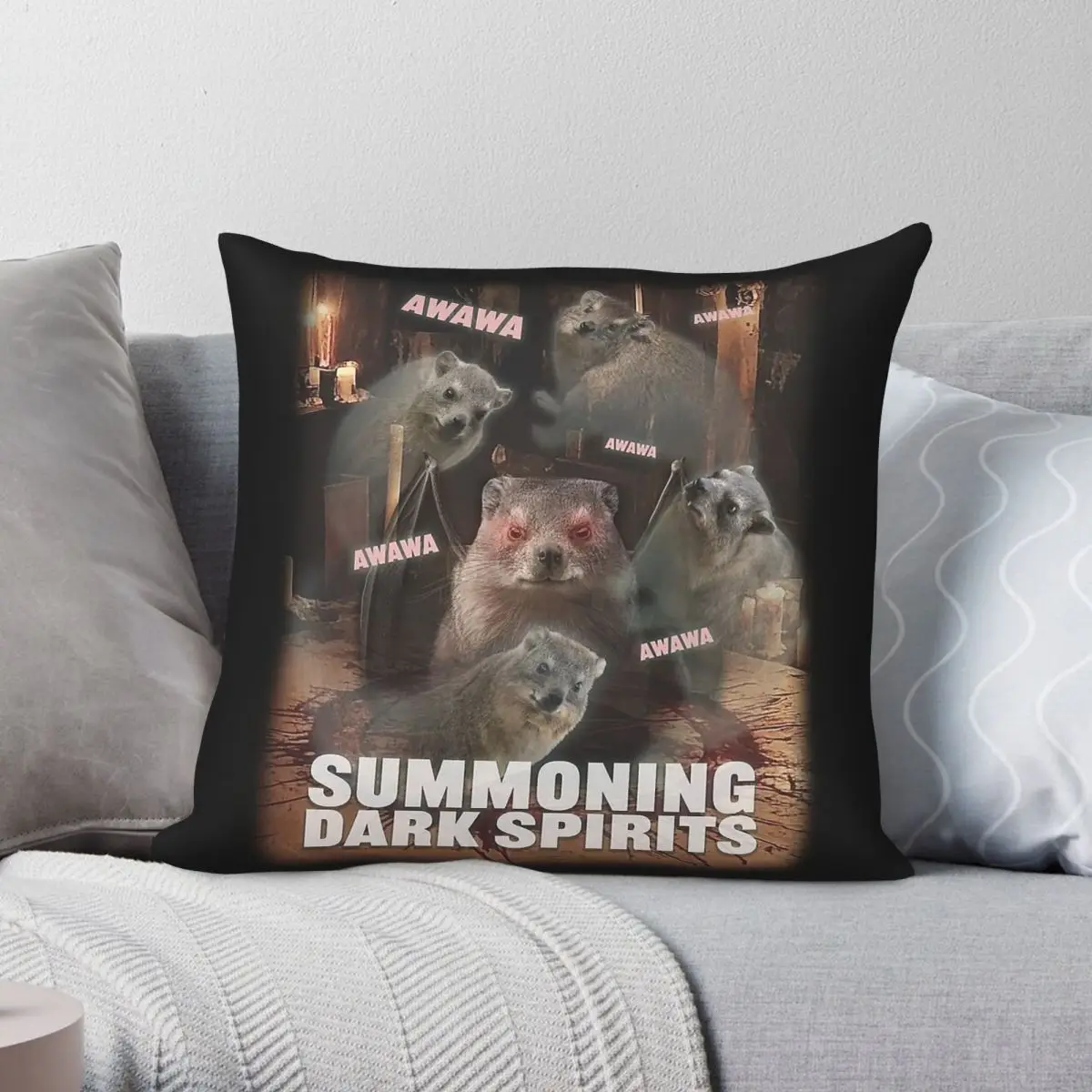 Summoning Dark Spirits Rock Hyrax Square Pillowcase Polyester Linen Velvet Printed Zip Decor Sofa Seater Cushion Cover Wholesale
