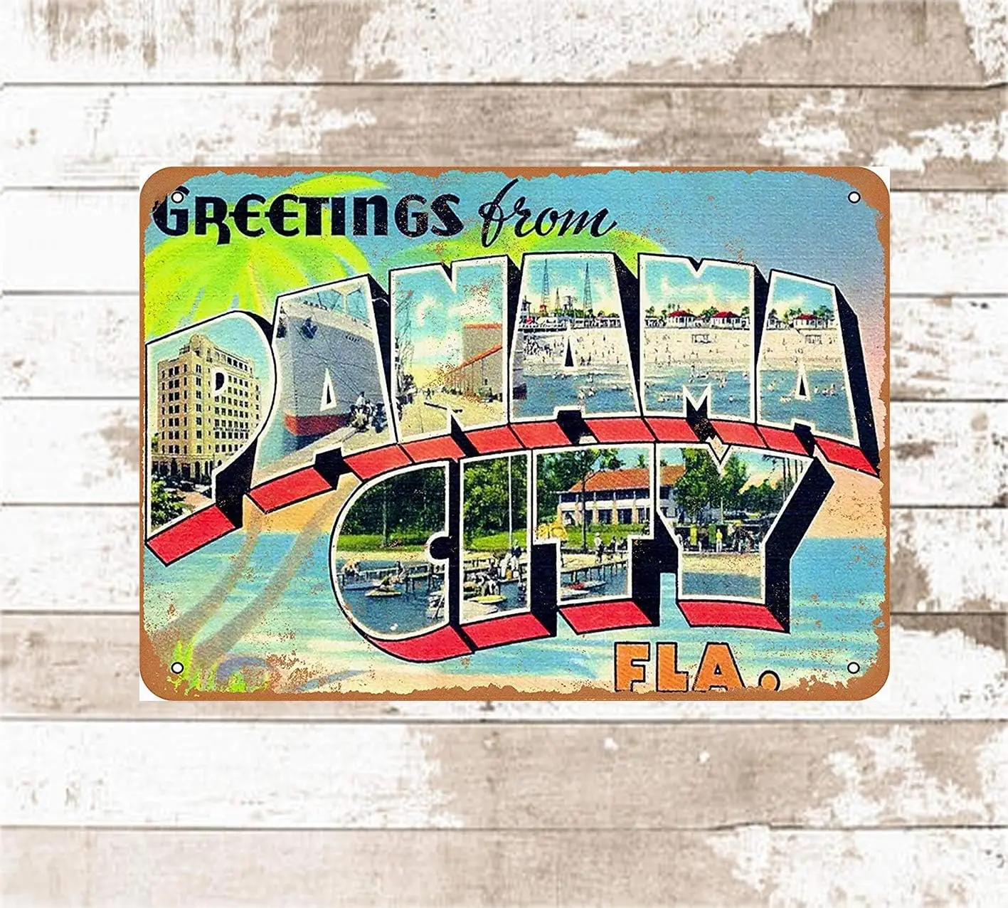 8x12 Metal Tin Sign Greetings from Panama City Florida Metal Funny Plaque Vintage Decor Wall Decor Garage Yard Poster ALI sign