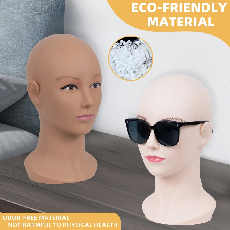 رأس أصلع نسائي من CHUAN SHANG يقلد البشرة الحقيقية، لمسة ناعمة، ملحقات قابلة لإدخال الدبوس، قبعة، رأس عارضة أزياء لعرض الشعر المستعار