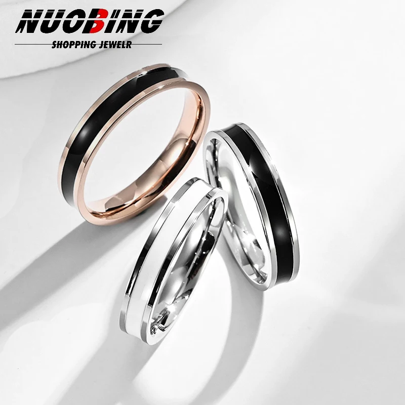 

2025 Hot Fashion Lovers Sweetheart Jewelry Valentine Ring 316L Stainless Steel Couple Simple Female Male Memorial Gift