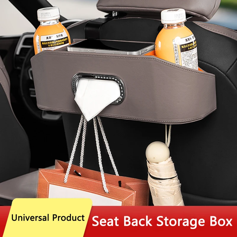 QHCP Car Seat Back Storage Box Multi-functional Leather In-car Water Cup Holder Seat Back Organizer For Toyota RAV4 Camry Sienna