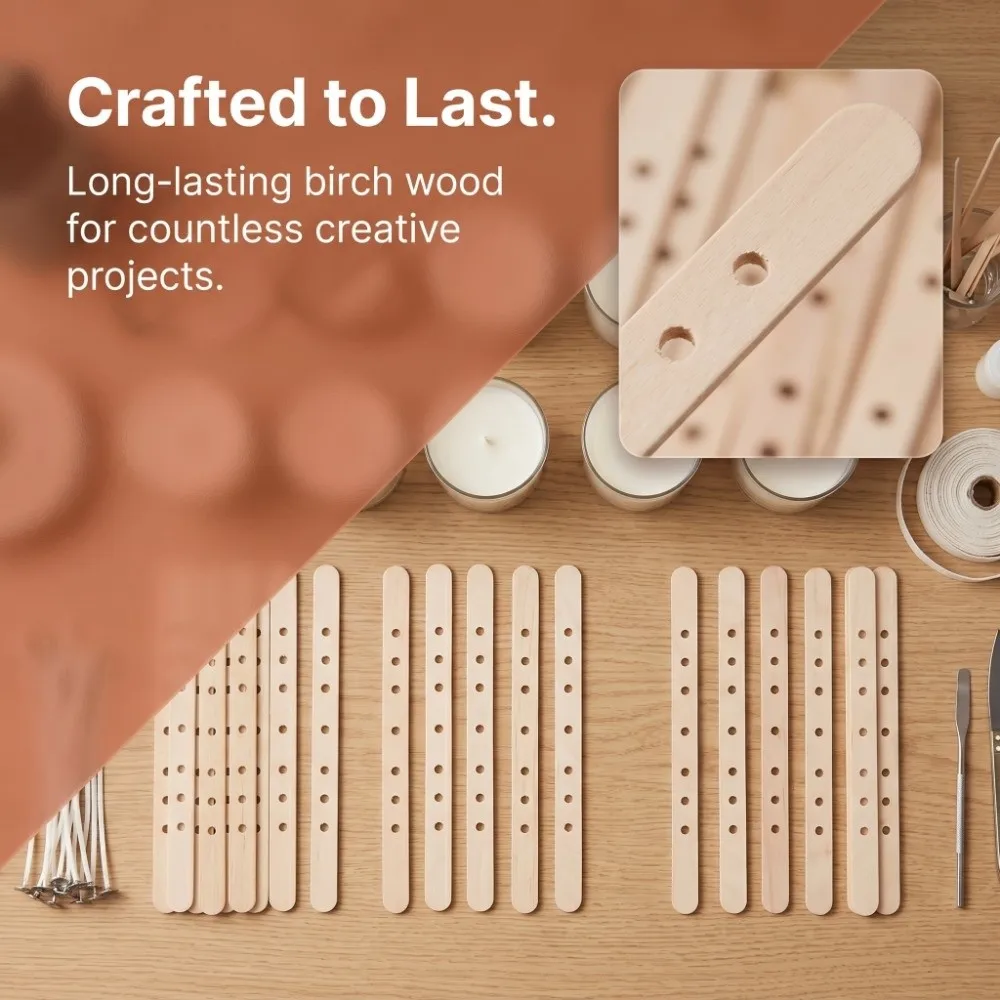50PCS Durable Wooden Candle Wick Holder Reusable Small Wooden Wax Core Holder Durable Wick Holder Candle Making
