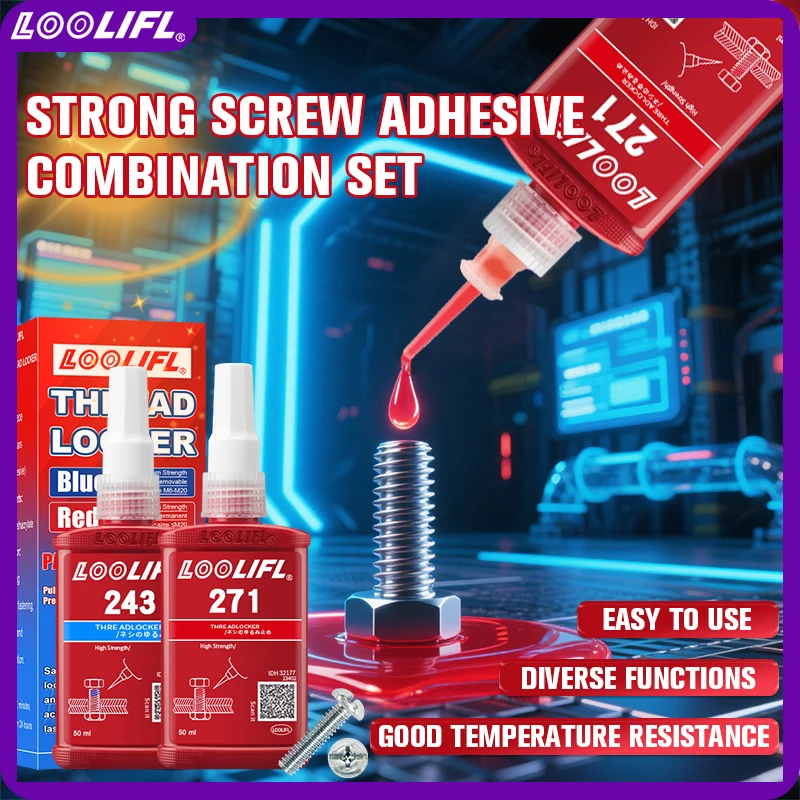 Blue Medium Strength and Red High Strength Thread Locking Agent, Waterproof to Prevent Loosening, Corrosion and Vibration.