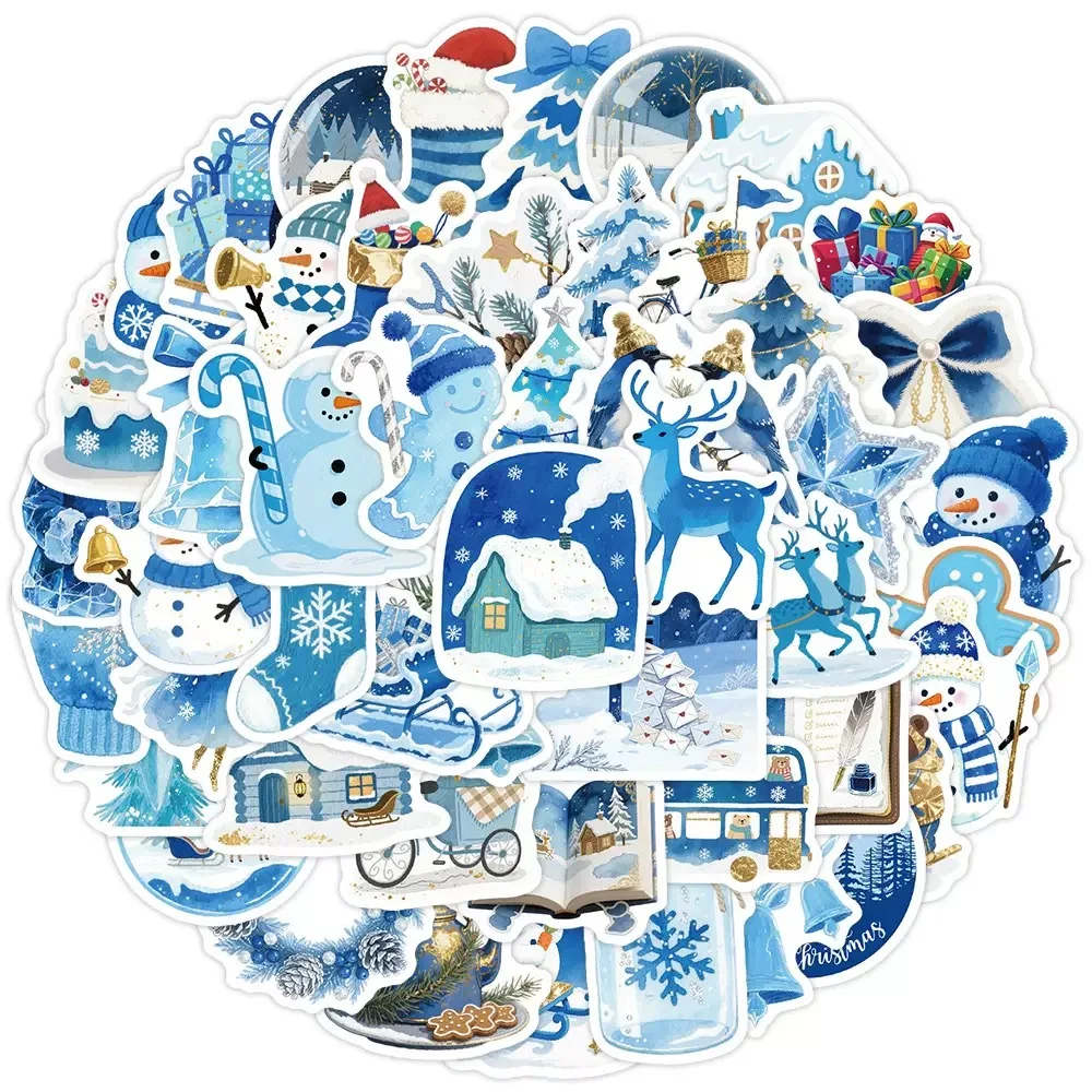 

10/50pcs Cute Blue Winter Stickers Scrapbooking Laptop Graffiti Room Community Art Diary Y2k Fashion Phone Fun Christmas Sticker