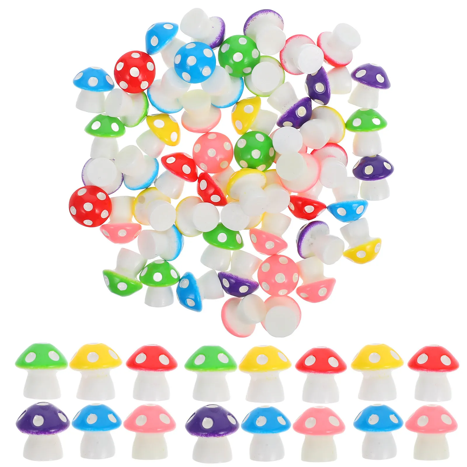 60Pcs Mini Mushroom Resin Decorations for Fairy Garden Terrarium Bonsai Moss Scene Statue Landscape Ornament Micro