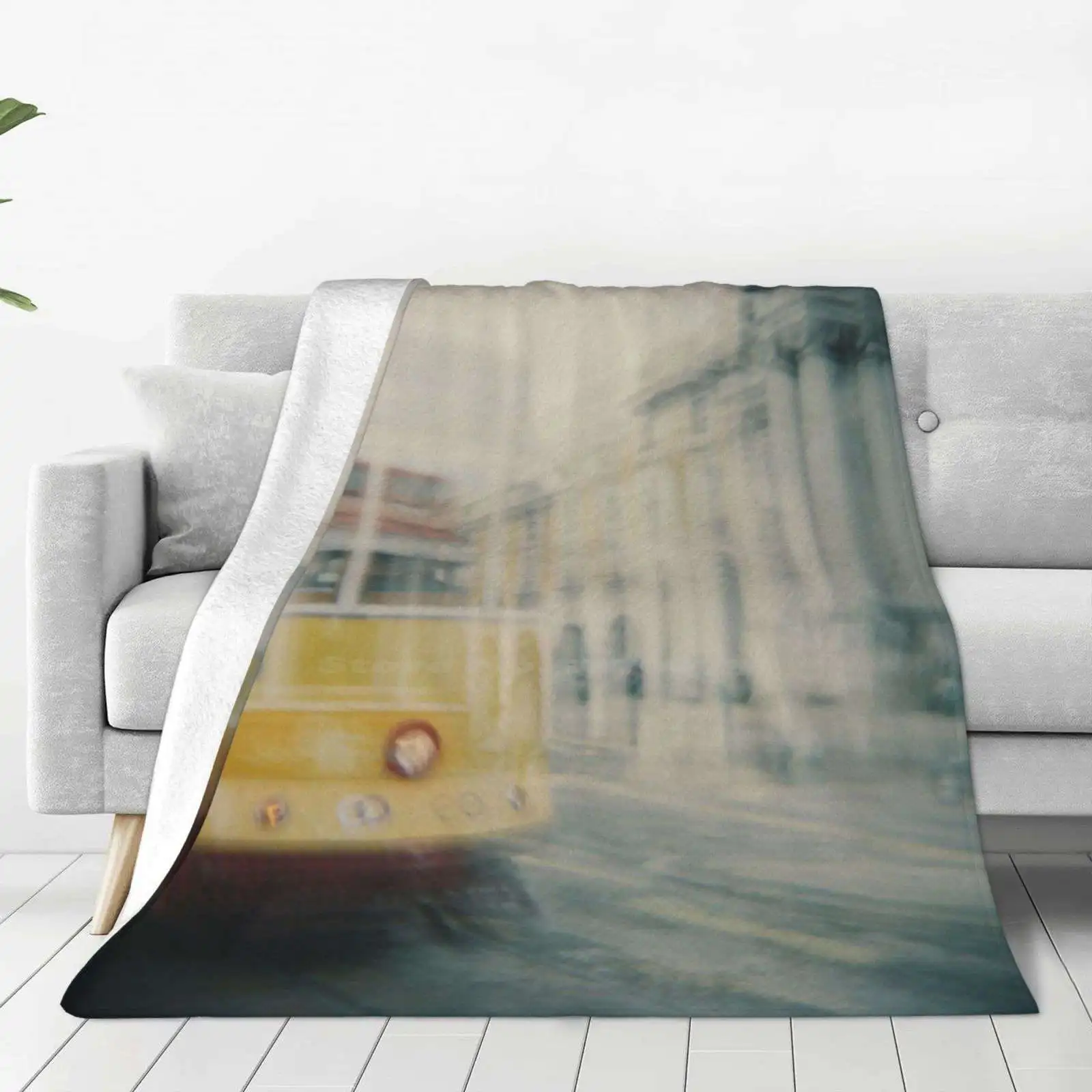 Tram No.28 Fashion Soft Warm Throw Blanket Bulb Holga Portugal Lisbon Medium Format