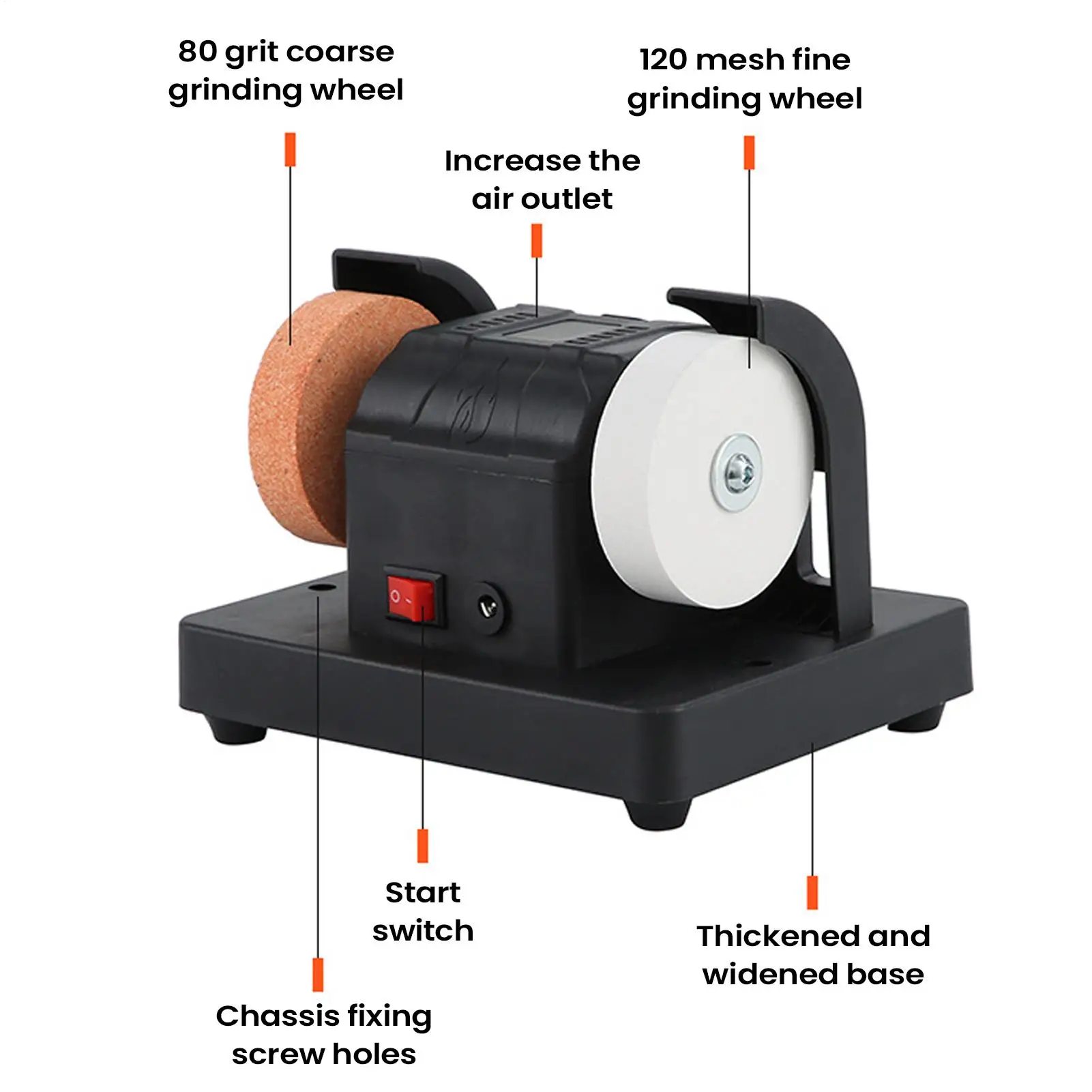 Table Grinder Electric Double Wheel Sander Bench Grinder Metal Sanding Machine For Cutter Making Wood Metalworking Jewelry DIY