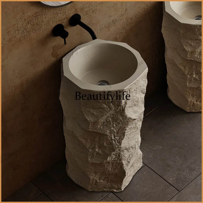 Picture 4: P37 medieval wind wabi sandy wind travertine pillar basin basin basin household outdoor courtyard