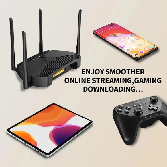 Tenda Router WiFi 6 2.4/5GHz Dual Band Gigabit Port Work with Home App Network Cable Wifi Extender AP 4x6dBi Antenna WPA3