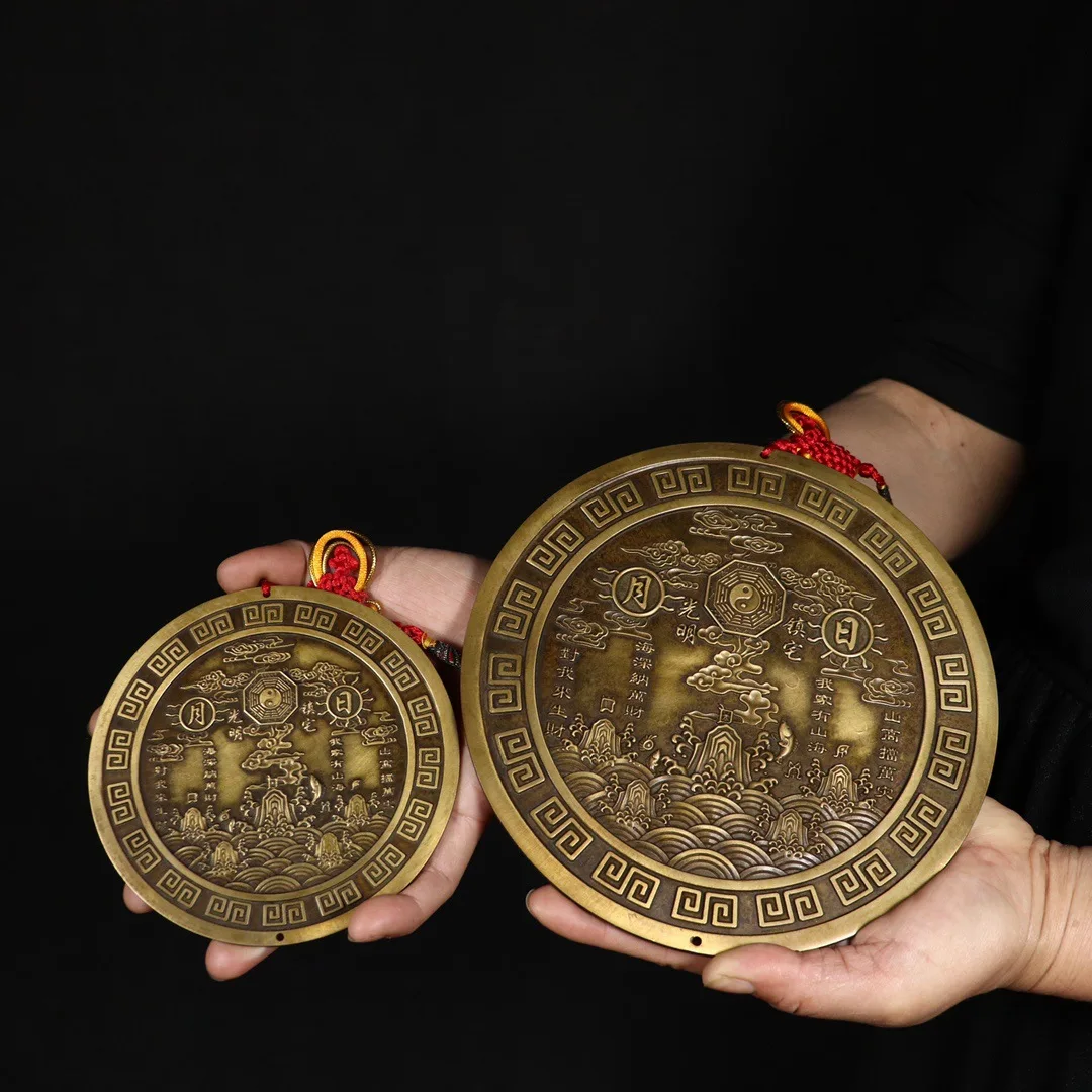 Chinese Antique Collectible Statue Relief Brass Star Constellation Painted Ornament Car Pendant Wind Chime Feng Shui Decoration