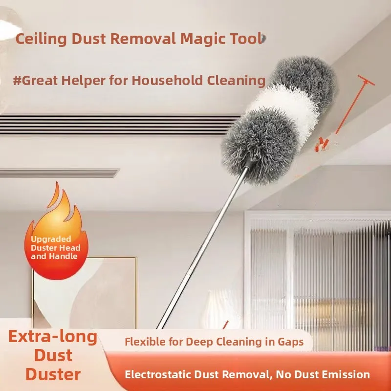 

Удлиненная регулируемая по длине метелка для пыли с поглощением статического электричества для уборки потолков и домашней уборки