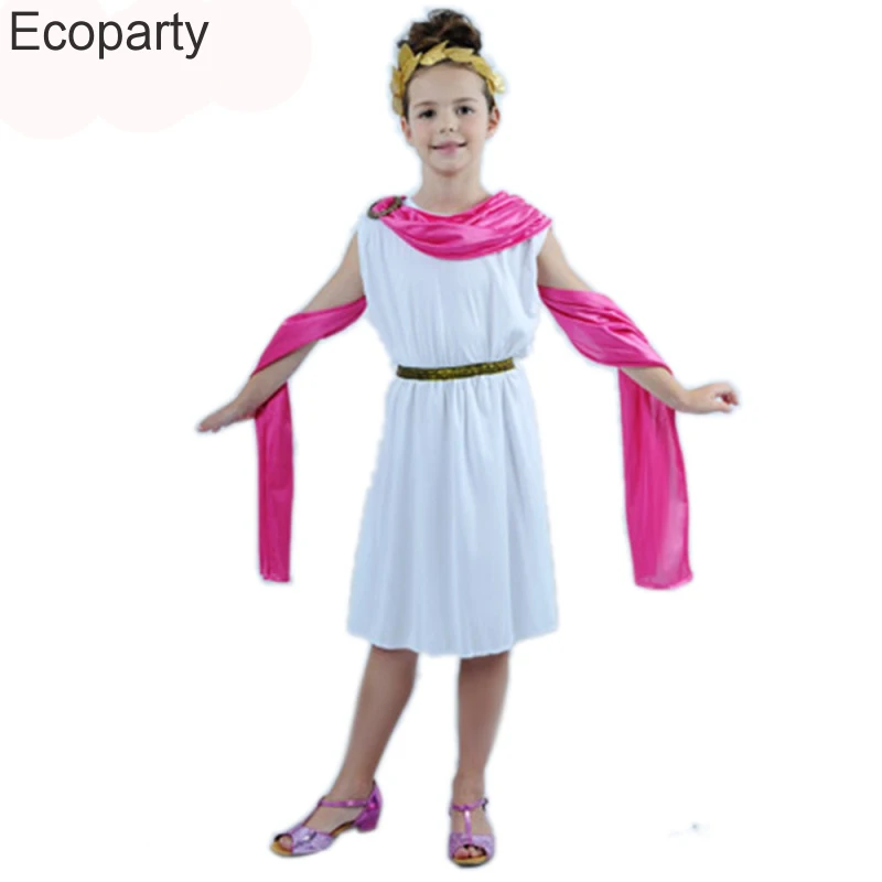 Kinderen Oude Griekse Godin Cosplay Kostuum Gewaad Jongen Meisjes Athena Roman Grecian Toga Kids Halloween Carnaval Feestkleding