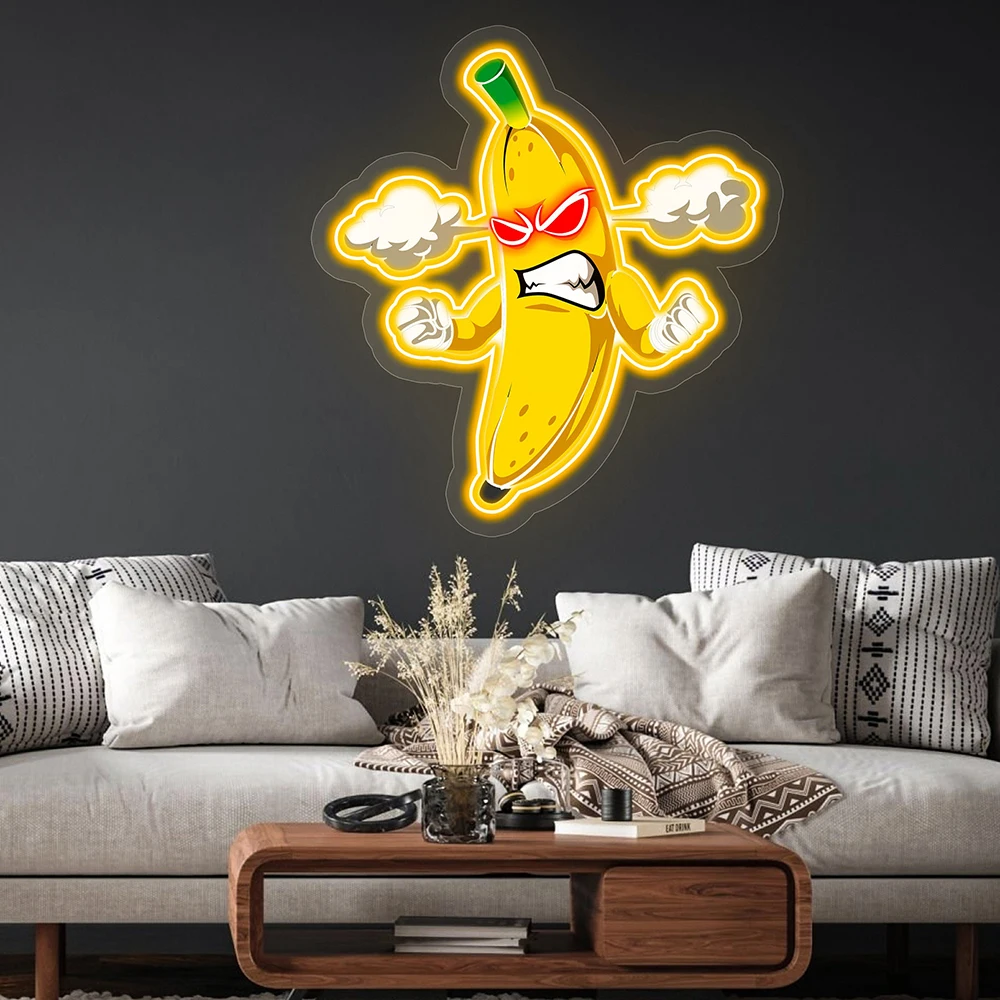 Angry Banana Neon Sign LED Light for Business Office Room Decoration Neon Kids Room Party Home Wall Decor Light Up Night Lamp