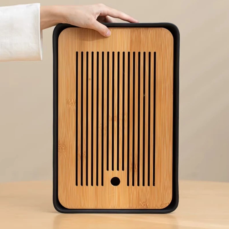 Bamboo Luxury Tea Tray Drainage Serving Ceramic Home Tea Tray Office Vintage Rectangular vassoio acciaio inox Tea Accessories