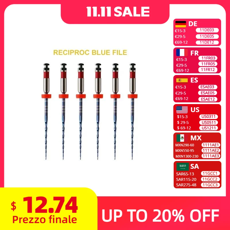 

6pcs/pack Dental Reciprocal Blue Files R25 Heat Activation Rotary Endo NiTi File Dental Only One Files Dental Endodontic