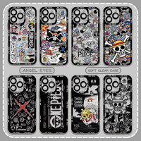 Japanese Anime L-Luffys LOGO Case For iPhone 16 15 14 13 12 11 Mini Pro Max X XR XSMax 7 8 Plus SE20 Ones Pieces Clear Cover
