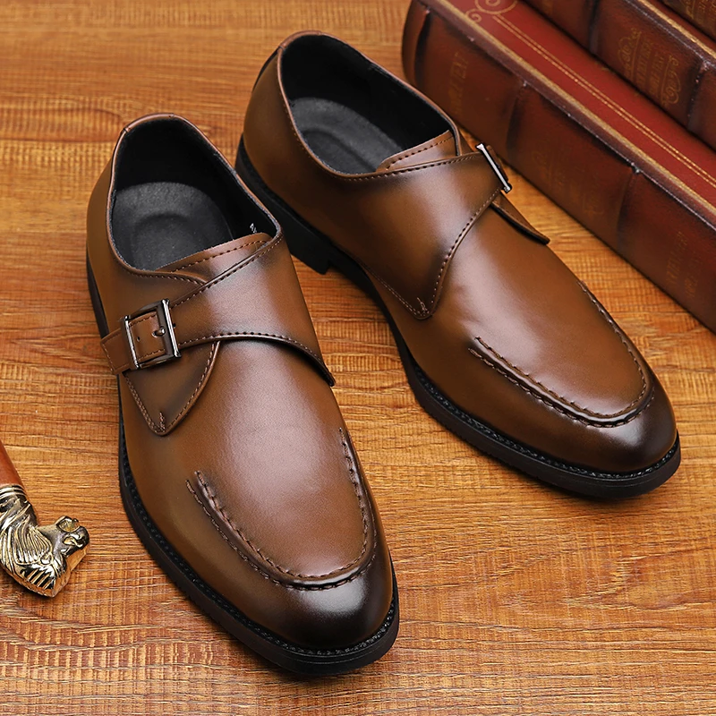 Men's Leather Shoes British Style Business Formal Derby Comfortable Fashionable Casual Footwear-SJ1112