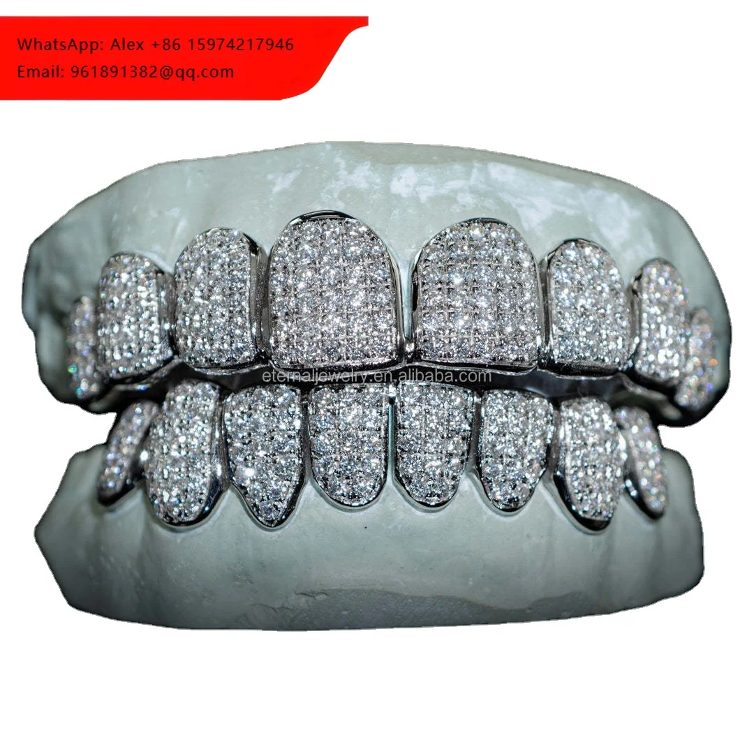 

10K 14K 18K Vvs Moissanite Grillz Custom Gold Teeth Grillz With Round Brilliant Cut Hip Hop Diamond Grillz For Men Women