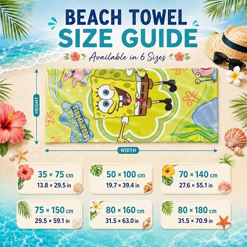 SpongeBob Beach Towel SpongeBob SquarePants Beach Towel Made from Soft Polyester Microfiber with Vibrant Underwater Design view 2