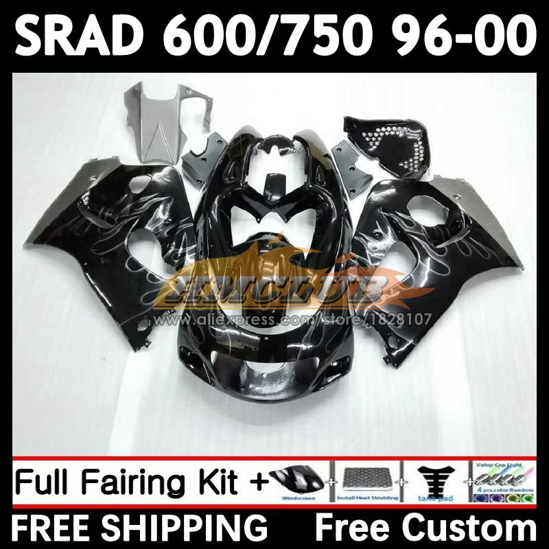 Body For SUZUKI SRAD GSXR 600 750 GSXR600 flames grey 1996 1997 1998 1999 2000 11No.37 GSX-R600 GSXR750 96 97 98 99 00 Fairing