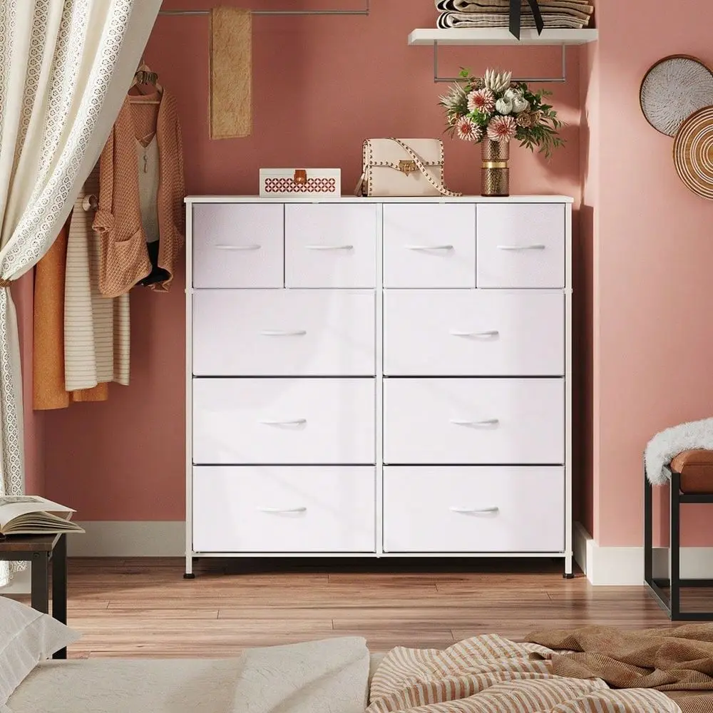 

For Bedroom With 10 Drawers, Wide Fabric Dresser For Storage And Organization, Chest Of Drawers For Living Room, Hallway, Close