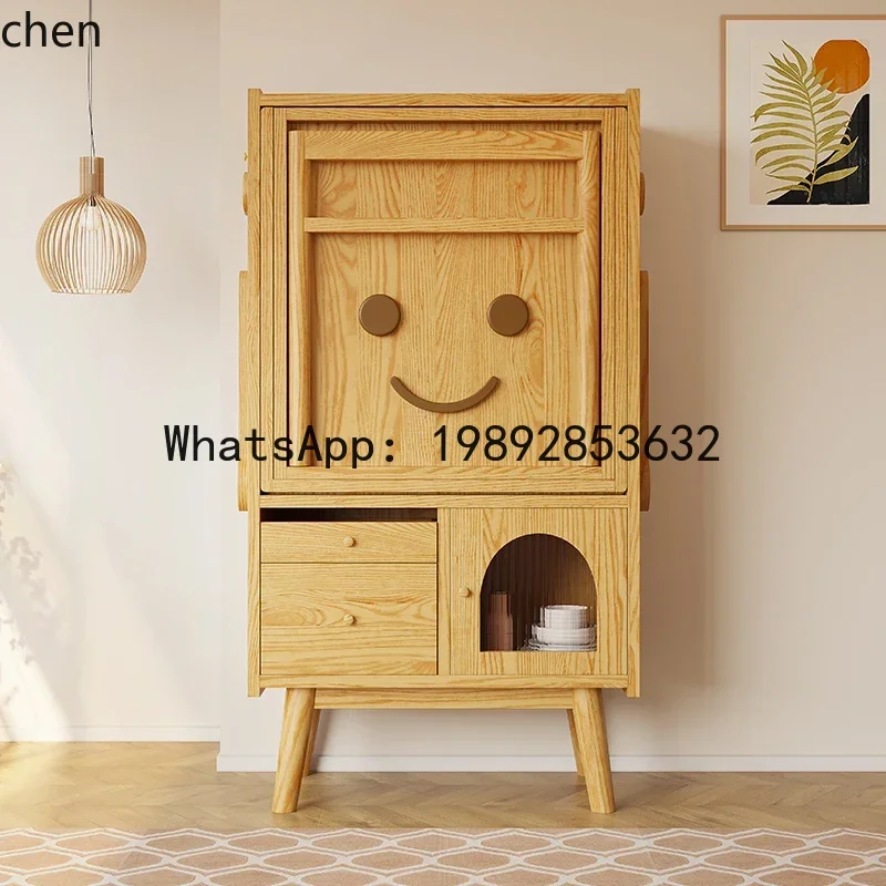 طاولة طعام قابلة للطي من الخشب الصلب LYY، طاولة بار قابلة للسحب، خزانة جانبية للتخزين، طاولة طعام مدمجة #3