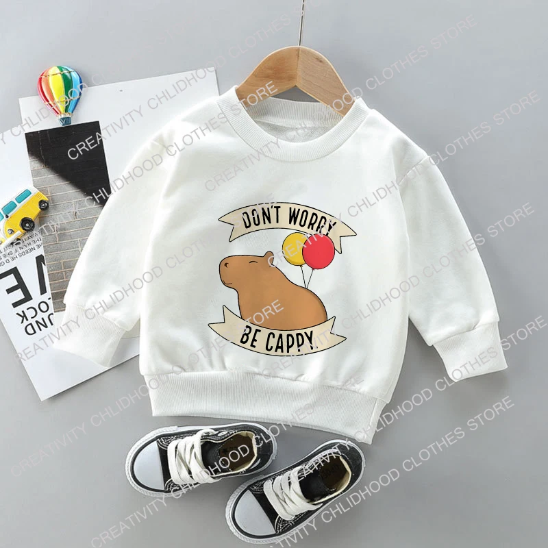 Capybara Kid Sweatshirts Pullover Children Clothing Cartoons Anime Casual Clothes Kids Girl Boy Kawaii Fashion Tops Sweatshirt