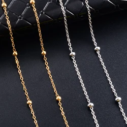 1.5mm Width Stainless Steel Gold Color Beads Ball link Chain Women Girl's Necklace Party Gift Jewelry