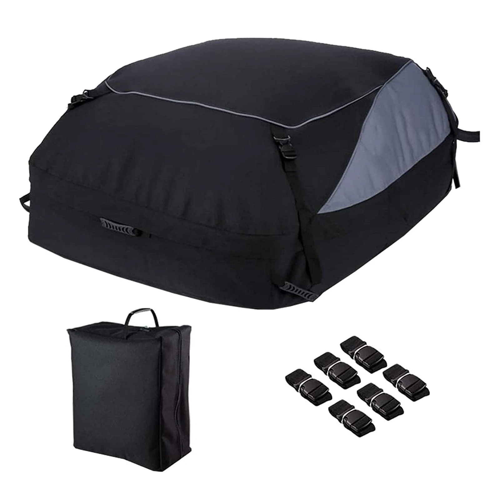 

600D Oxford Cloth Car Luggage Bag Outdoor SUV Foldable Roof Bag, Size: L: 160 * 110 * 45cm(Black+Gray)