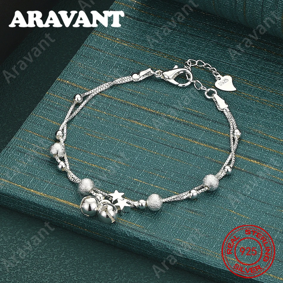 925 Sterling Silver Double-Layer Star And Bell Bracelet – A Unique, Versatile Gift For Women, Perfect For Banquets