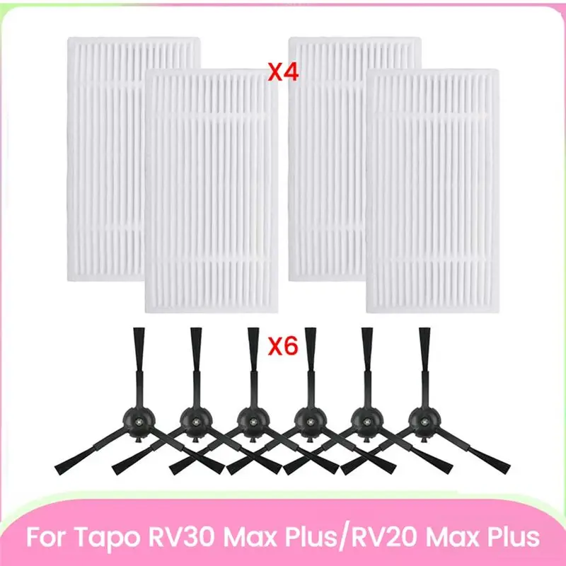 GOOD-10PCS For Tapo RV30 Max /RV30 Max Plus /RV20 Max /RV20 Max Plus Vacuum Cleaner Accessories Hepa Filters Side Brush