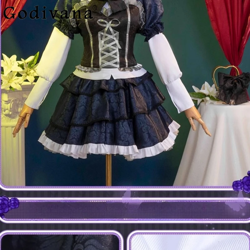Set gonna Anime Party Love Takanashi Rikka Costume cosplay per donna Copricapo nero Costume gotico Abiti gonna Lolita