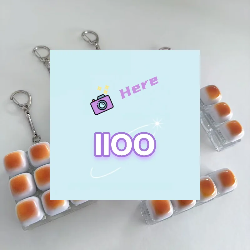 【IIOO】Caramel Bread Stress Relief Keyboard Keychain Button Light Keycap Backpack Pendant For Student Office Adult Accessory 1PC