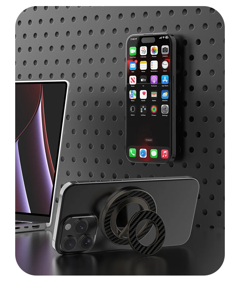 Doppelseitiger MagSafe-Telefonständer, magnetischer Telefonringhalter, Ständer, Magnetgriff für iPhone 16, 15, 14, 13, Android, Fitnessstudio, Autohalterung – Detail 12