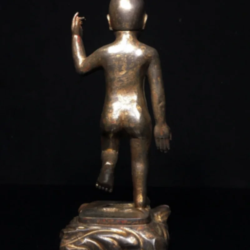 Vintage Copper Baby Buddha - Prince Siddhartha Birth Statue, Auspicious Guardian for Home Living Room Desktop Display Craft