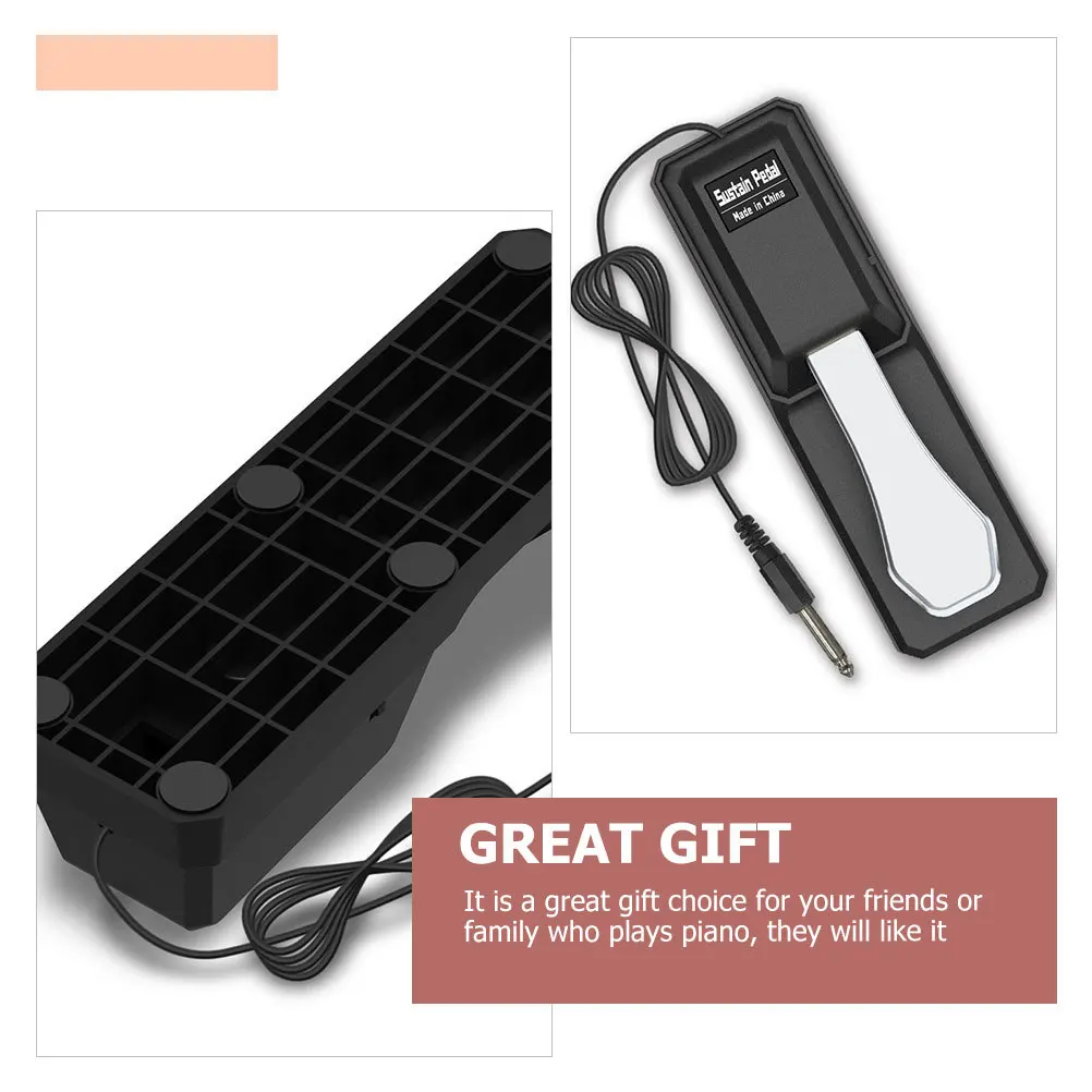 

Piano Sustain Pedal Electronic Electric Pedals for Keyboards Black Auxiliary Foot