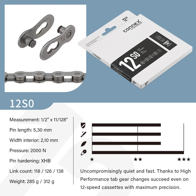 CONNEX BY WIPPERMANN 12S snelheidsketting 12/24 versnellingen 118L126L MTB mountainbike racefiets fietsketting 12s zilveren ketting fiets onderdelen