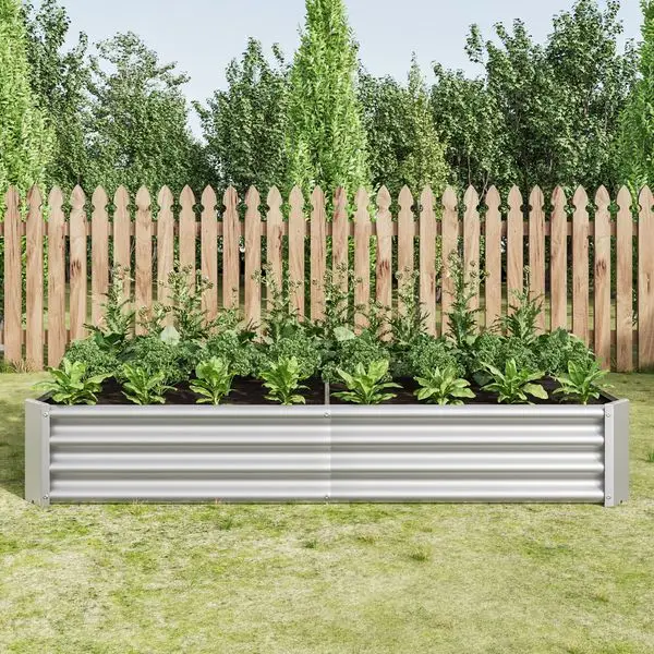 

Raised Garden Bed Outdoor, 6×3×1ft , Metal Raised Rectangle Planter Beds for Plants, Vegetables, and Flowers - Silver