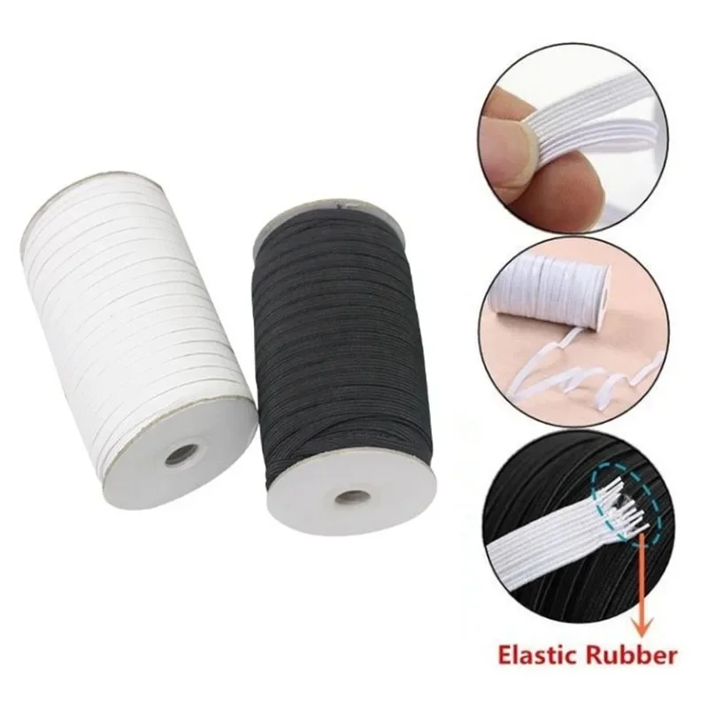 180m/90m 3/5/6mm DIY Rope Flat Rubber Elastic Bands for Face Mask Width Elastic Cord for Crafts Elastic Rope Ribbon Sewing