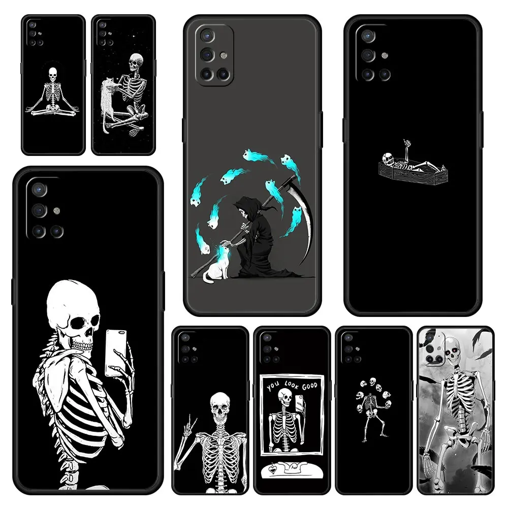Чехол для телефона OnePlus 12 11 10 9 Pro 9T 12R 10R 9R 9RT 10T 8T 8 7 6T 7T Nord 2T CE 2 5G N200 N10 N100 Мягкий чехол Забавный скелет