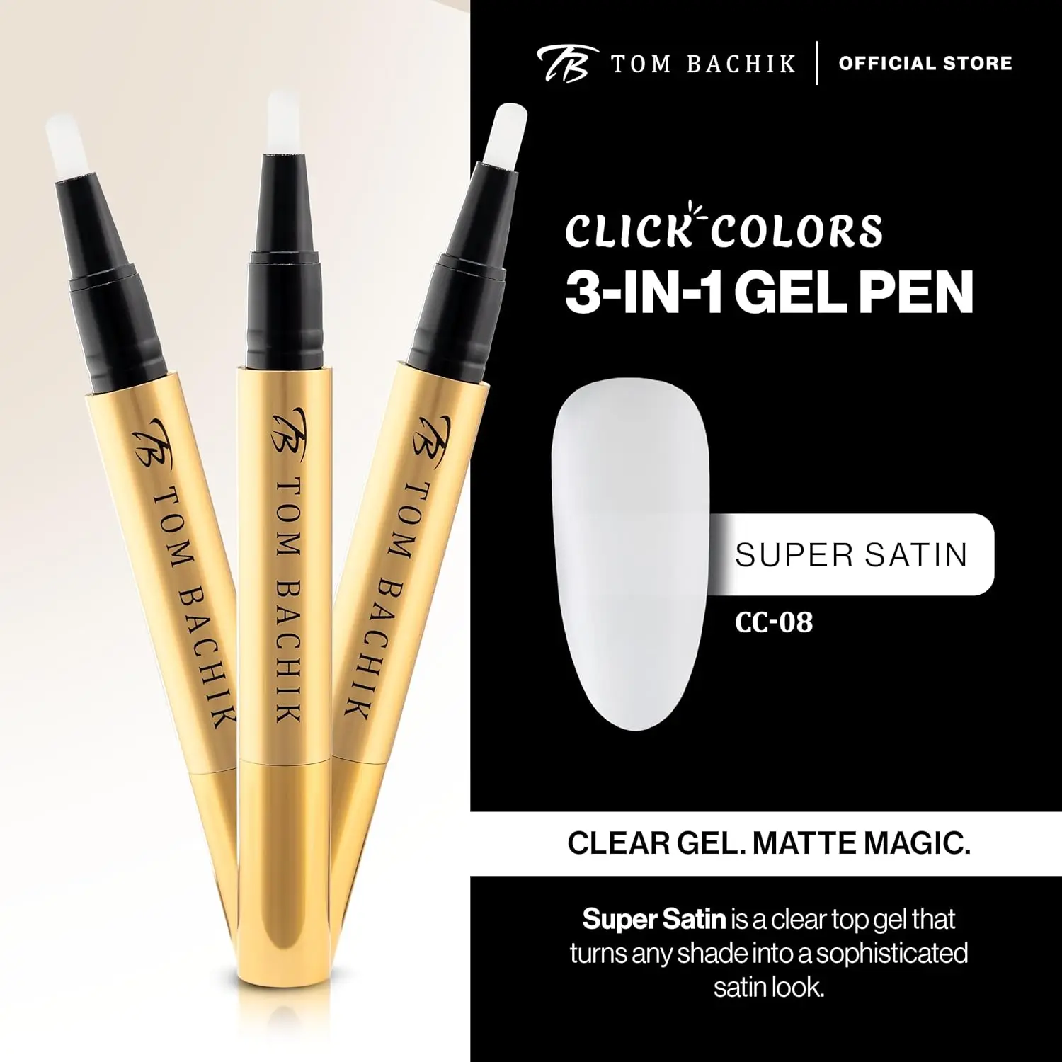 قلم أظافر جل Click Colors - قلم تلميع 3 في 1 طويل الأمد بالأشعة فوق البنفسجية/LED مع لمسة نهائية لامعة