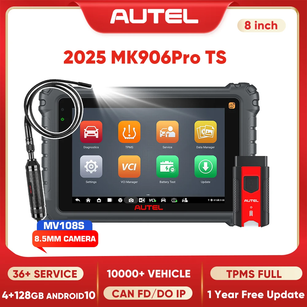 2025 Autel MaxiCOM MK906 Pro-TS With Full TPMS Functions,Advanced ECU Coding,36+ Service,Active Test  Car Diagnostic Tool