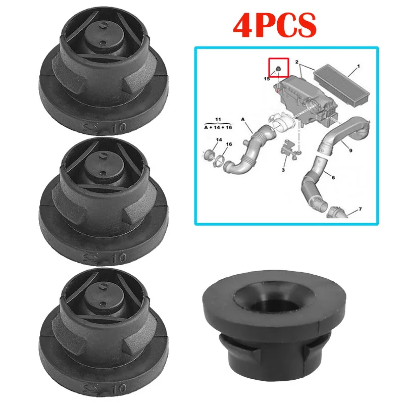 4Pcs Car Air Filter Rubber Insert Grommet  For Citroen-Peugeot 1.6 HDI Diesel 1422A3 1422.A3 Hood Rubber Gasket Parts