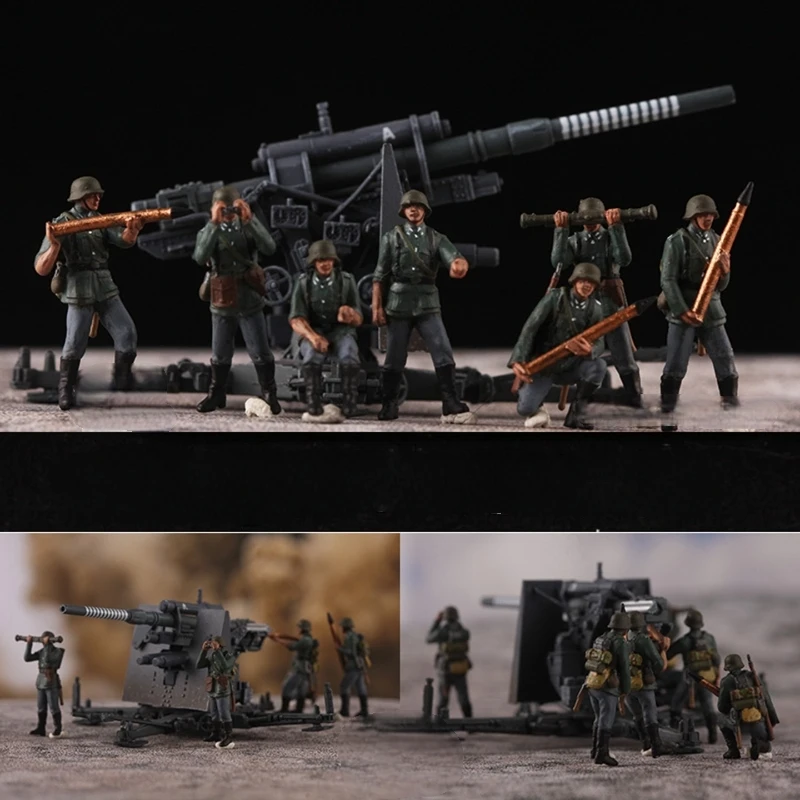 

New 1:72 Scale Model 7 Pcs Action Figures German 88th Artillery 7-Soldier Team Toy DIY Scene Accessory Collection Display