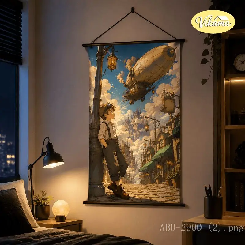 VIKAMA Anime Boy Greenhouse Tapestry Butterfly Lush Plant Sunlight Botanical Art Wall Hanging Bedroom Aesthetic Home Decor