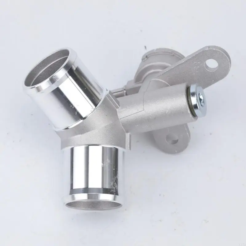 Coolant Hose Branch Fitting with Integrated Temperature Port, 3-Way Automotive Metal Coupling with 2 Bolt-Hole X37F