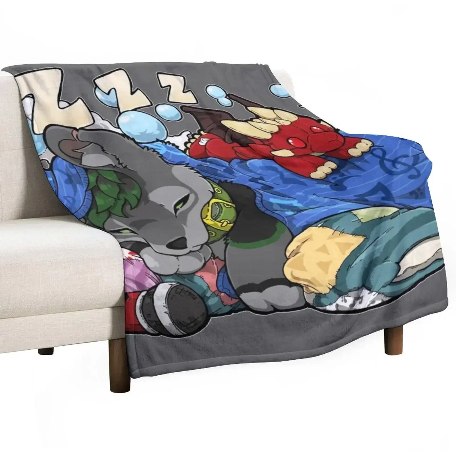 

Woof Dreams (grey) Throw Blanket Comforter Plush Winter beds Blankets