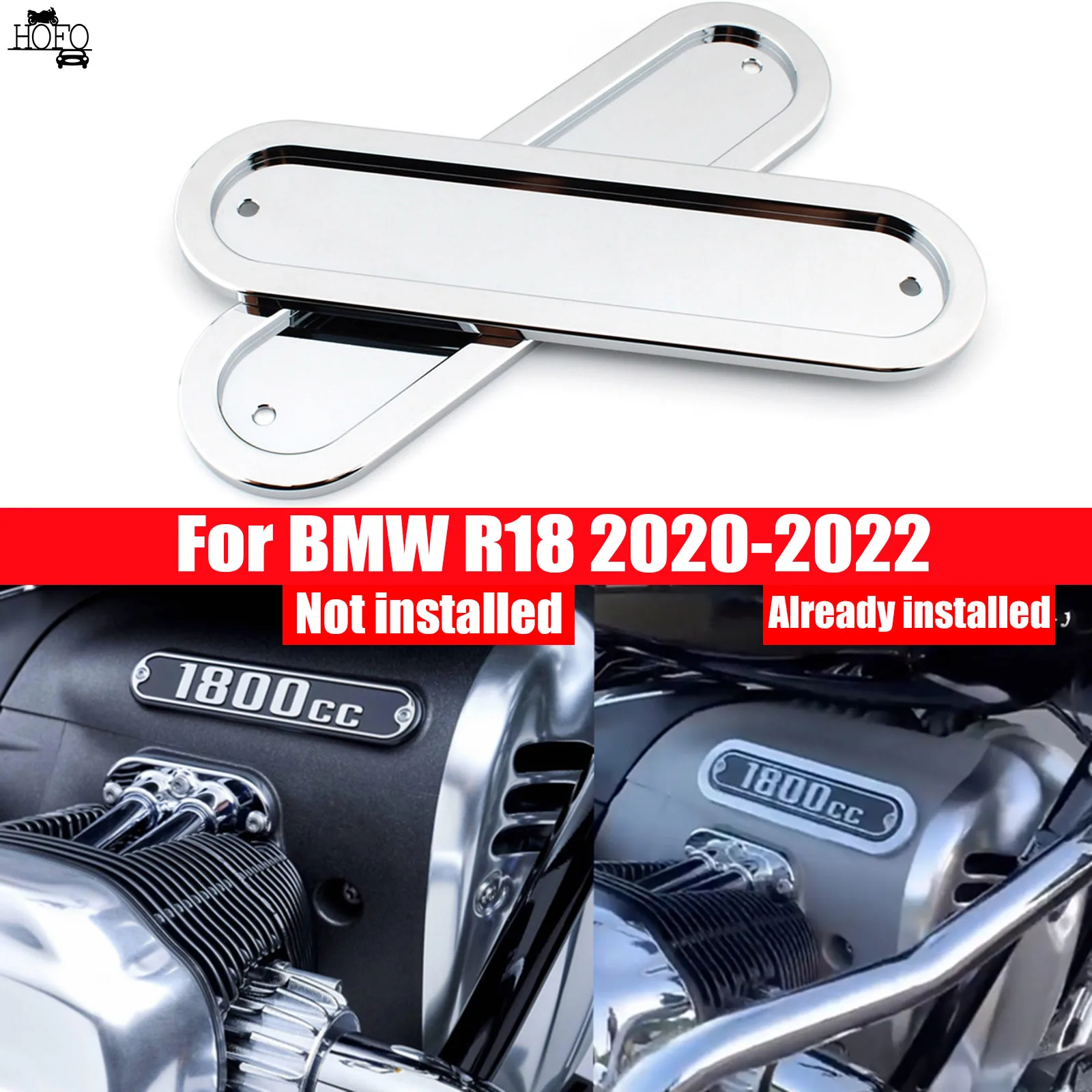 

2Pcs Chrome Black Aluminum Engine Side Mark Sign Cap Cover For BMW R18 2020-2022 2021 Motorcycle Accessories