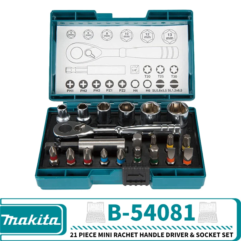 

Makita B-54081 Набор головок для мини-отчетки с ручкой из 21 предметов